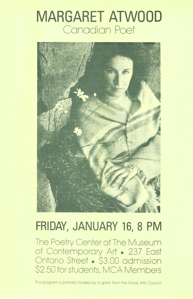 Vintage poster of Margaret Atwood's reading at the Poetry Center of Chicago.