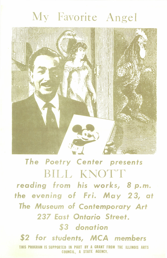 Vintage poster of Bill Knott's reading at the Poetry Center of Chicago.