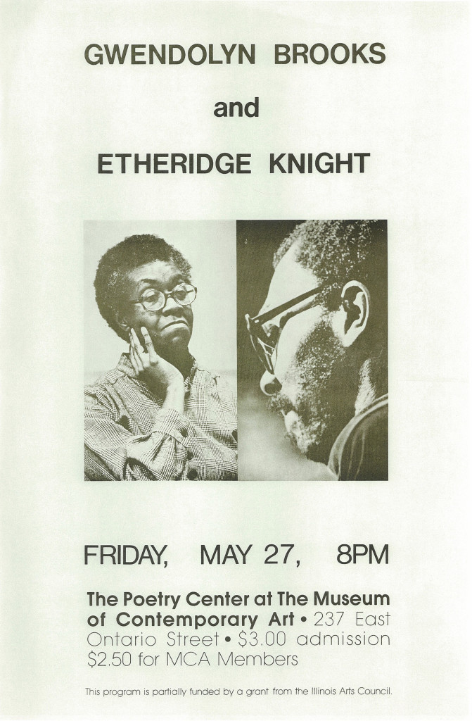 Vintage poster of a joint reading by Gwendolyn Brooks and Etheridge Knight at the Poetry Center of Chicago.