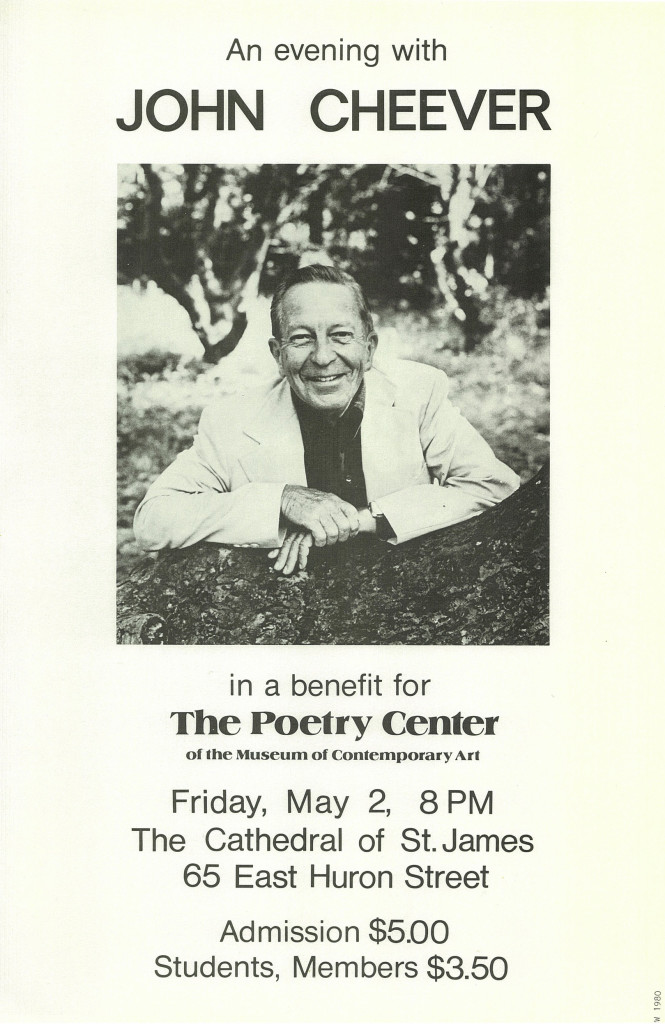 Vintage poster of John Cheever's reading at the Poetry Center of Chicago.