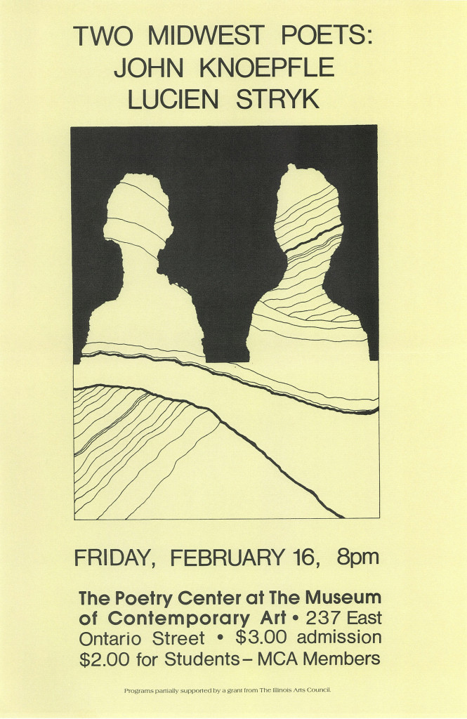Vintage poster of Two Midwest Poets: John Knoepfle and Lucien Stryk reading at the Poetry Center of Chicago.