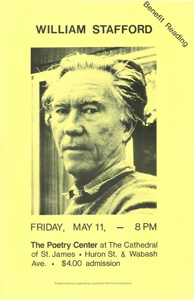 Vintage poster of William Stafford's reading at the Poetry Center of Chicago.